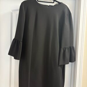 Zara Black Midi Dress with Bell Sleeves